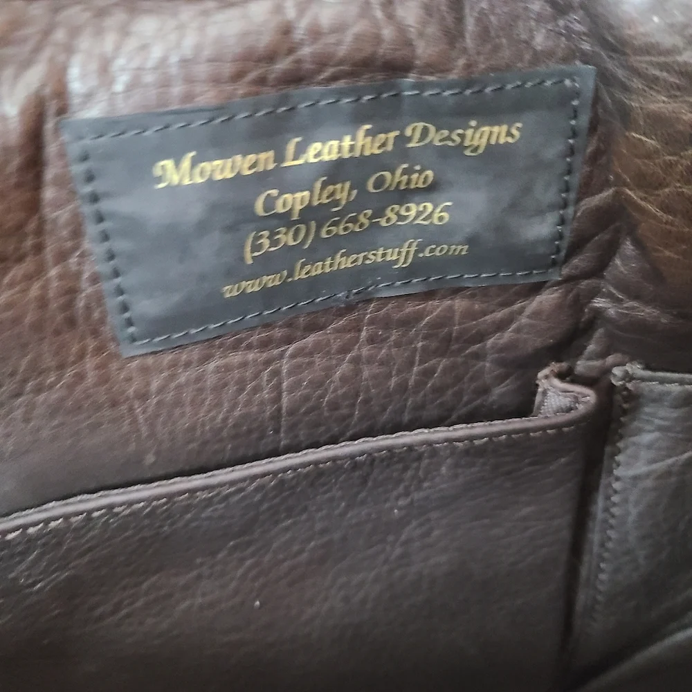 Mowen Leather Designs brown laptop bag